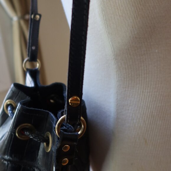 OOAK! Musick black crocodile bucket bag handmade by Meg Musick-Makely $600 - Picture 8 of 15
